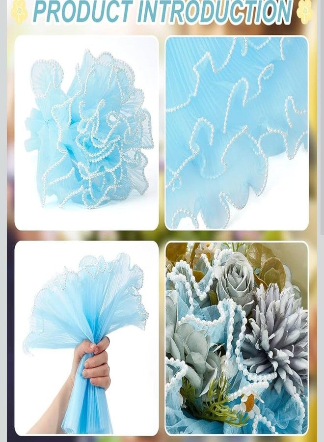 VRB Dec لفة شبكية زهرية من قطعتين (4 ياردات/قطعة) من VRB Dec، مثالية لتغليف الهدايا وباقات الزهور والأعمال اليدوية وتزيين المناسبات، وشبكة تغليف هدايا باقات الزهور للتزيين. (أزرق سماوي) - Image 3